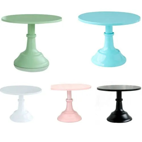 Tiered 10-inch dessert tray in chosen colour on a table with cakes displayed