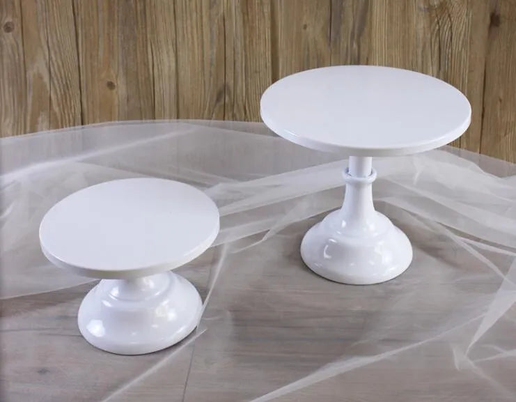 Tiered 10-inch dessert tray in chosen colour on a table with cakes displayed