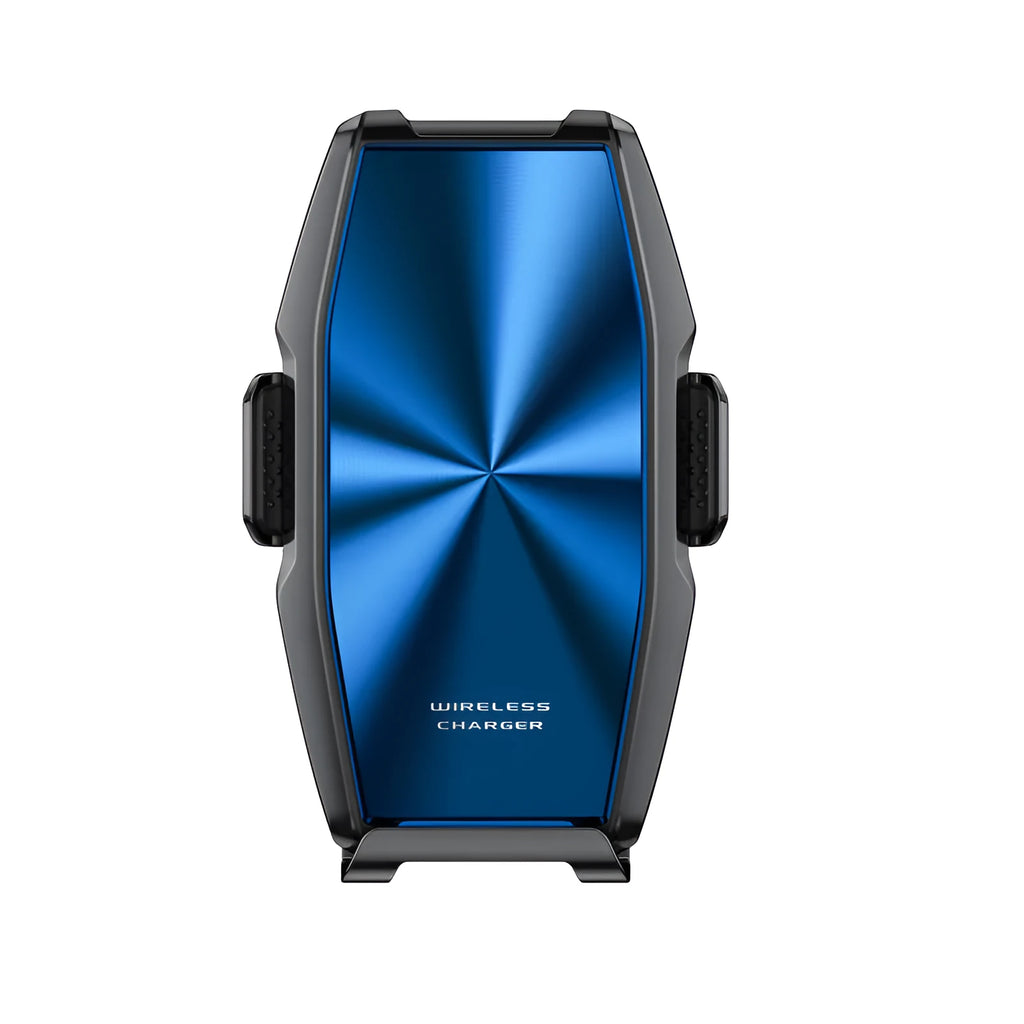 Car wireless charger mobile phone holder with blue or green casing and LED indicator light
