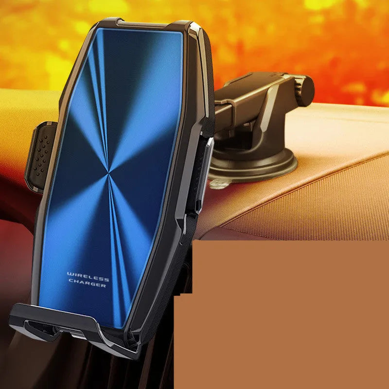 Car wireless charger mobile phone holder with blue or green casing and LED indicator light
