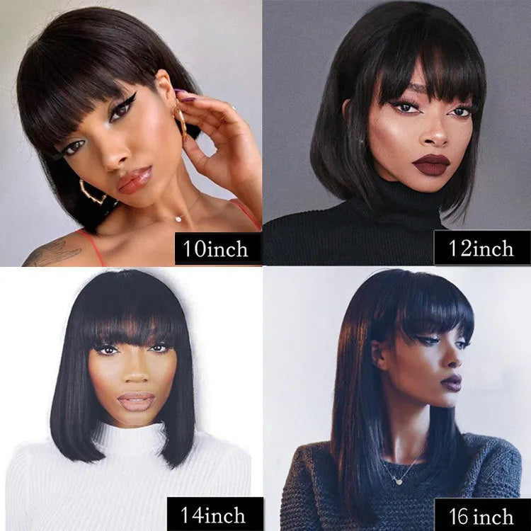 Unice Hair full machine human hair wig for black women 10 inch black colour short to medium length
