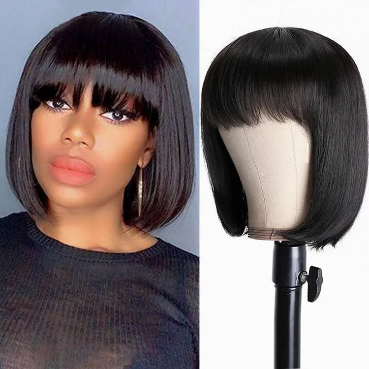 Unice Hair full machine human hair wig for black women 10 inch black colour short to medium length
