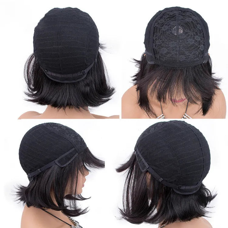 Unice Hair full machine human hair wig for black women 10 inch black colour short to medium length