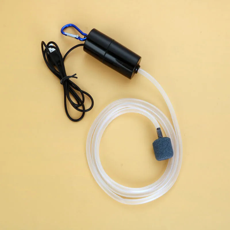Mini USB aquarium oxygen air pump in green with 100cm cable and air tube