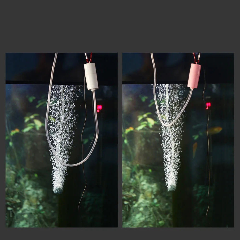 Mini USB aquarium oxygen air pump in green with 100cm cable and air tube