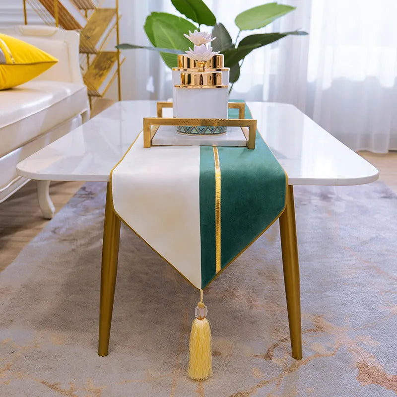 Simple Nordic table runner in light luxury style on a coffee table, 30x180cm high-precision flannel fabric