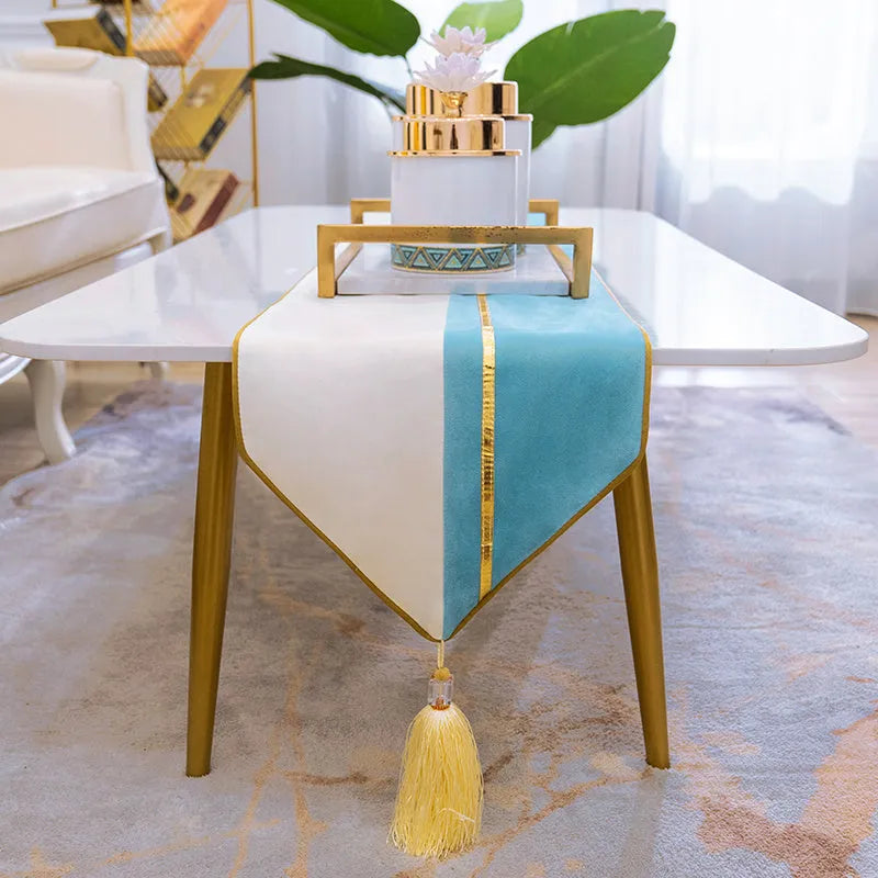 Simple Nordic table runner in light luxury style on a coffee table, 30x180cm high-precision flannel fabric
