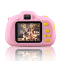 Pink and blue children's cat-shaped digital camera with selfie function
