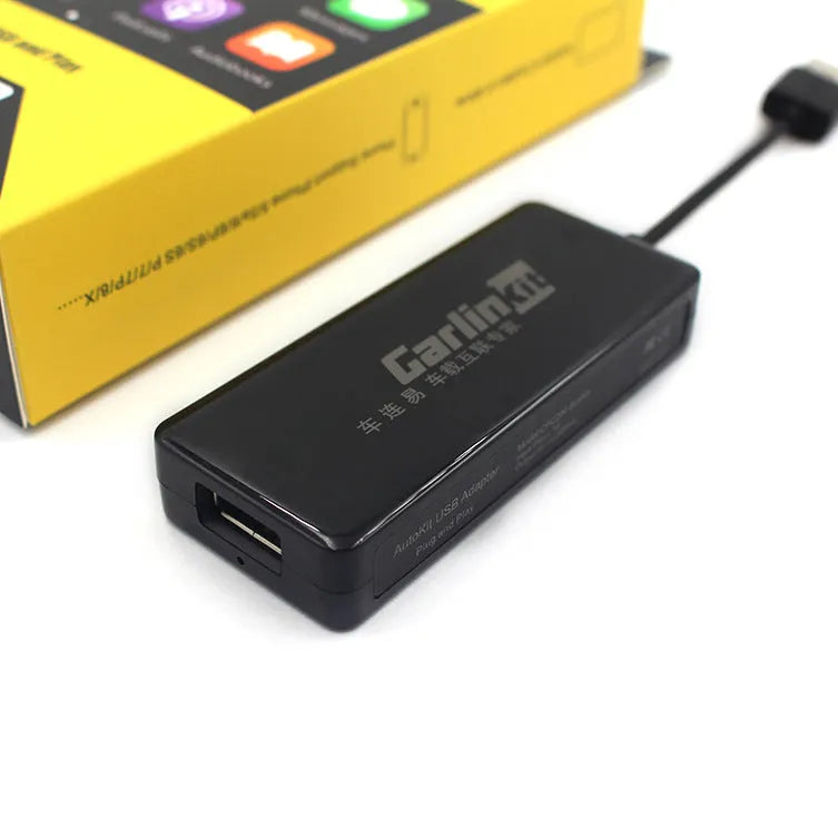 Carlinkit Android Auto car-machine interconnection module in black ABS housing with USB port