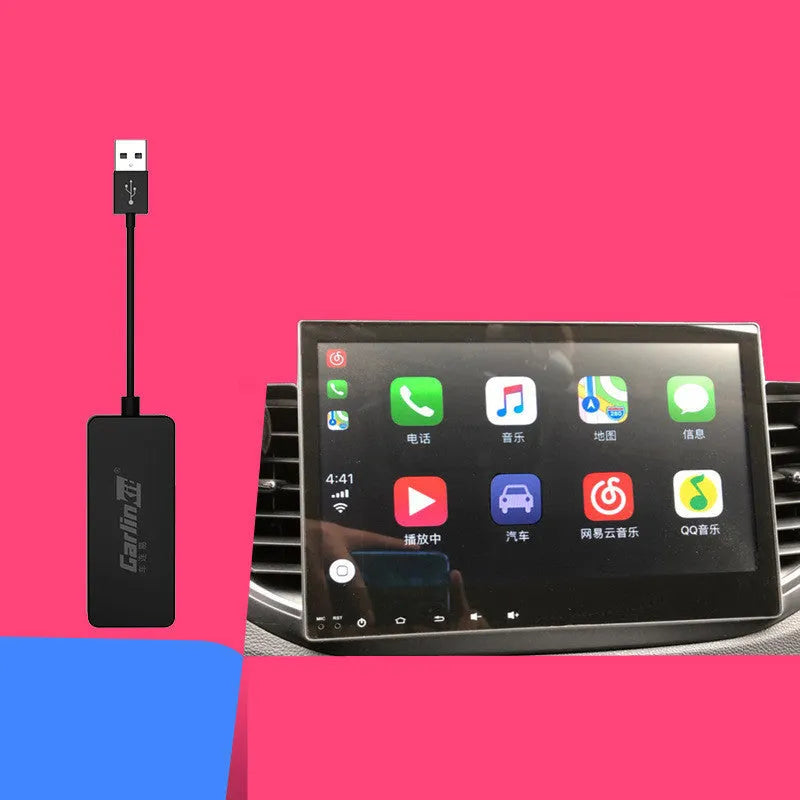 Carlinkit Android Auto car-machine interconnection module in black ABS housing with USB port