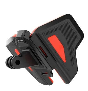 Black universal motorcycle helmet chin strap mount for GoPro and action cameras.