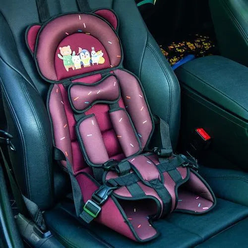 Child safety seat cushion portable single seat without backrest with bear print design