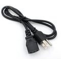 Black American standard three-pin plug power cord, 1.2 metres long with detailed specs label.