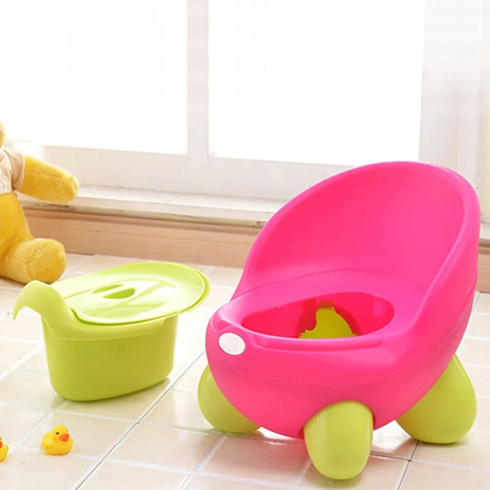 Dandan children's cartoon baby potty training toilet with splash guard in a choice of six colours.