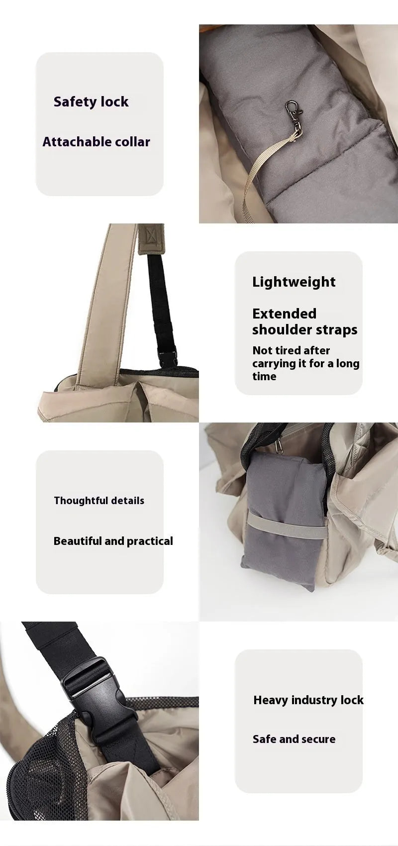 Apricot coloured cloth pet handbag carrier for cats or small dogs.