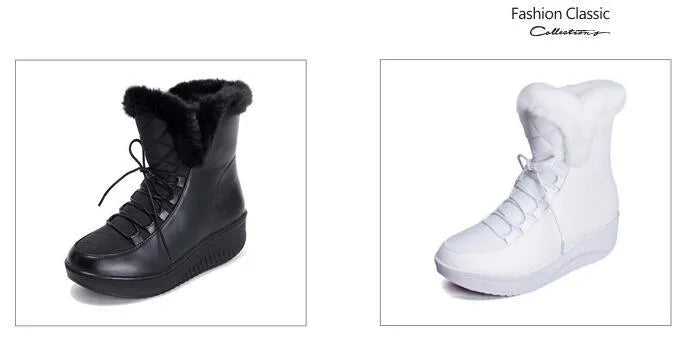 Black women's lace-up winter boots with a platform sole on a neutral background.