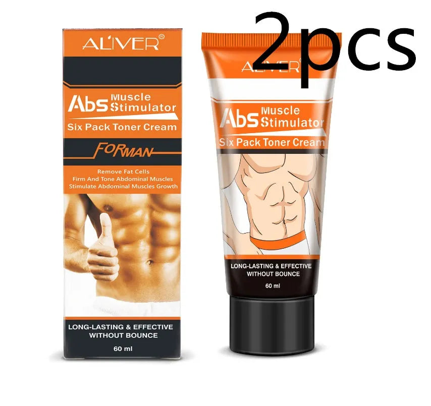 60mL Abdominal Muscle Cream tube with black packaging, featuring caffeine and Sargassum extract for slimming and firming