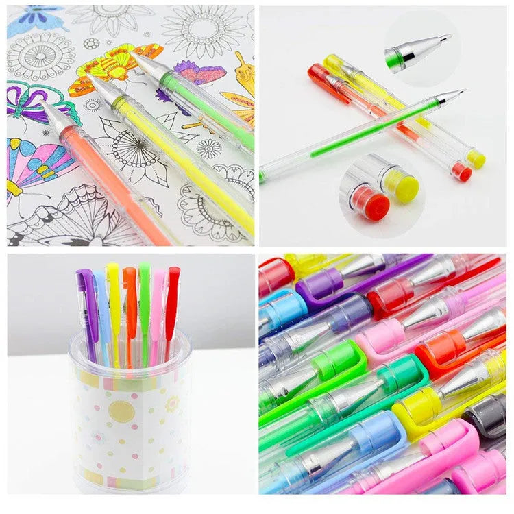 100 colour gel pens with 0.5mm and 1.0mm tips in a set for office and art use