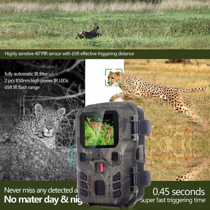 Black infrared night vision monitoring device with 12 megapixel resolution and TF card storage