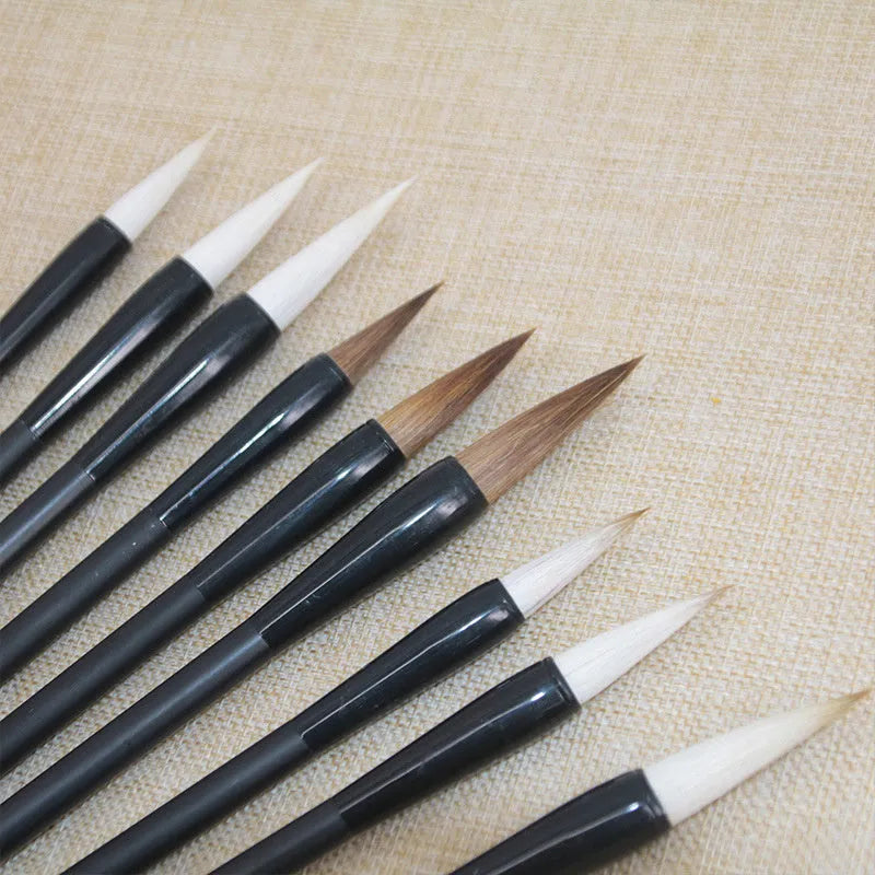 Student Chinese calligraphy brush with steel barrel and traditional wolf hair nib