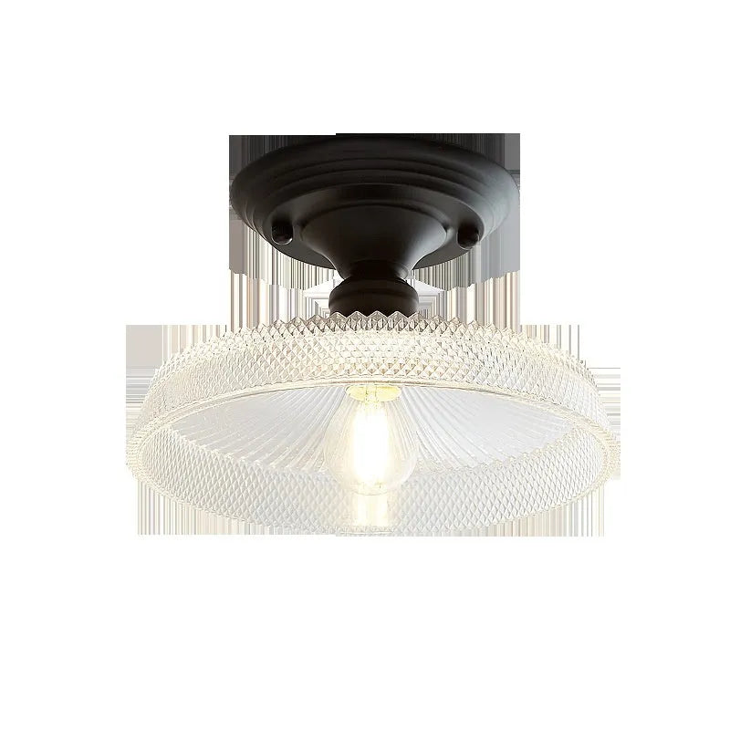 American retro single-head pendant lamp with glass cover for ceiling mounting.