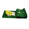 Precision putter exerciser with 230cm non-woven green putting mat and simulator unit on a living room floor