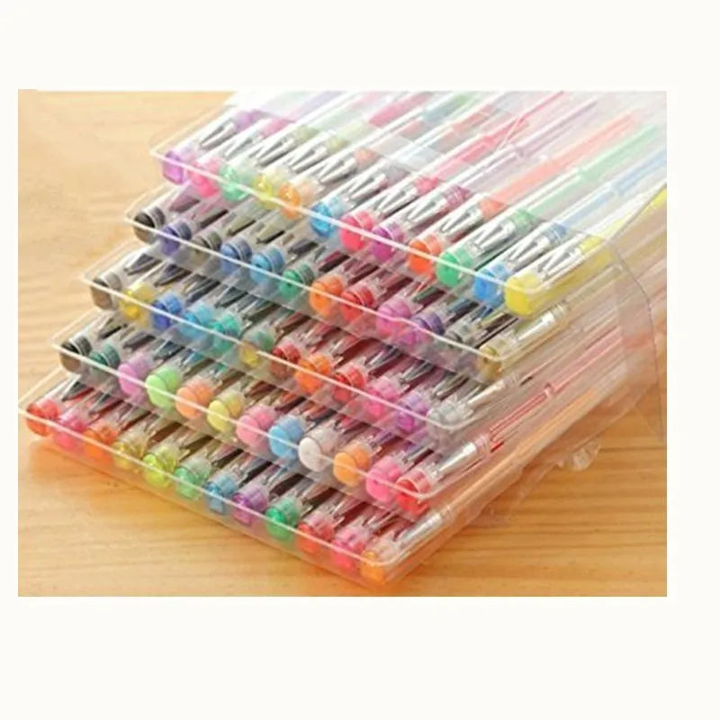 100 colour gel pens with 0.5mm and 1.0mm tips in a set for office and art use