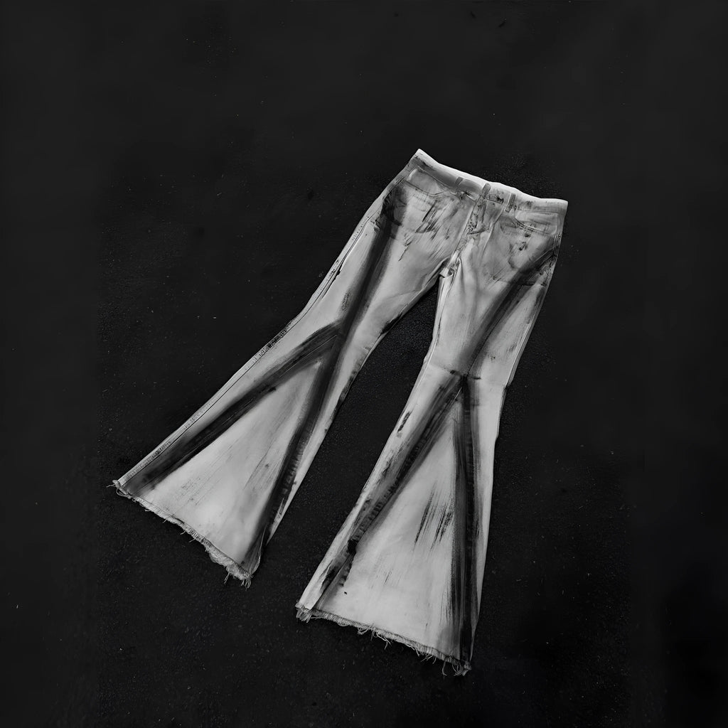White American retro heavy selvedge style jeans with a black ribbon gradient colour and zip fly.