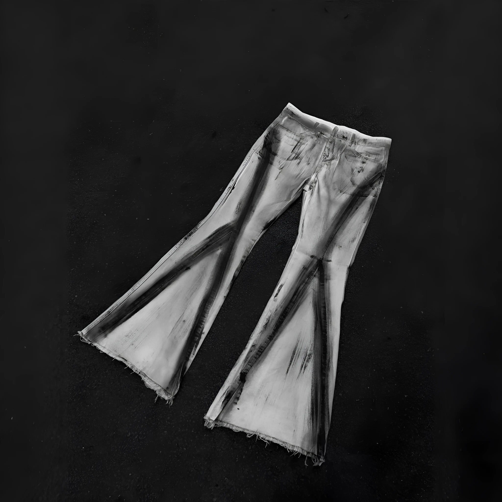 White American retro heavy selvedge style jeans with a black ribbon gradient colour and zip fly.
