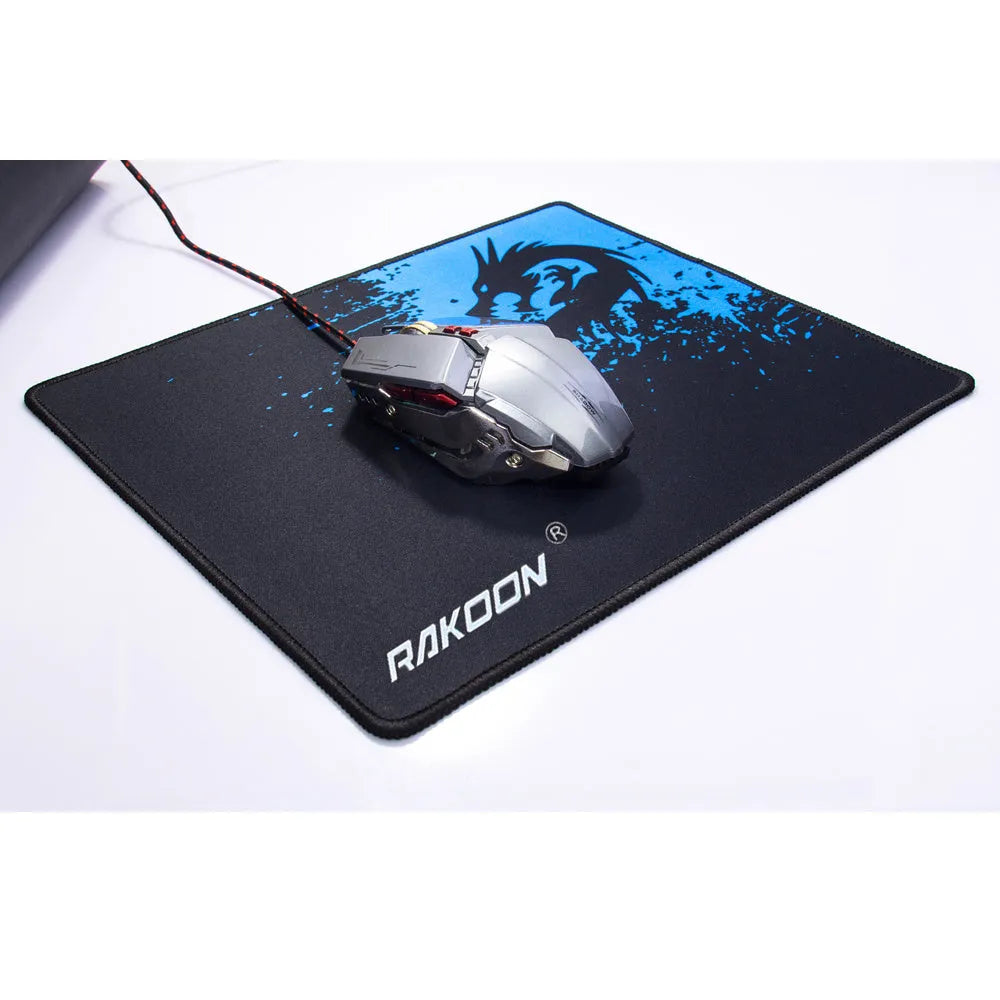 Mouse pad with smooth textured surface, reinforced stitching edges, and natural rubber non-slip base in 30x25cm size