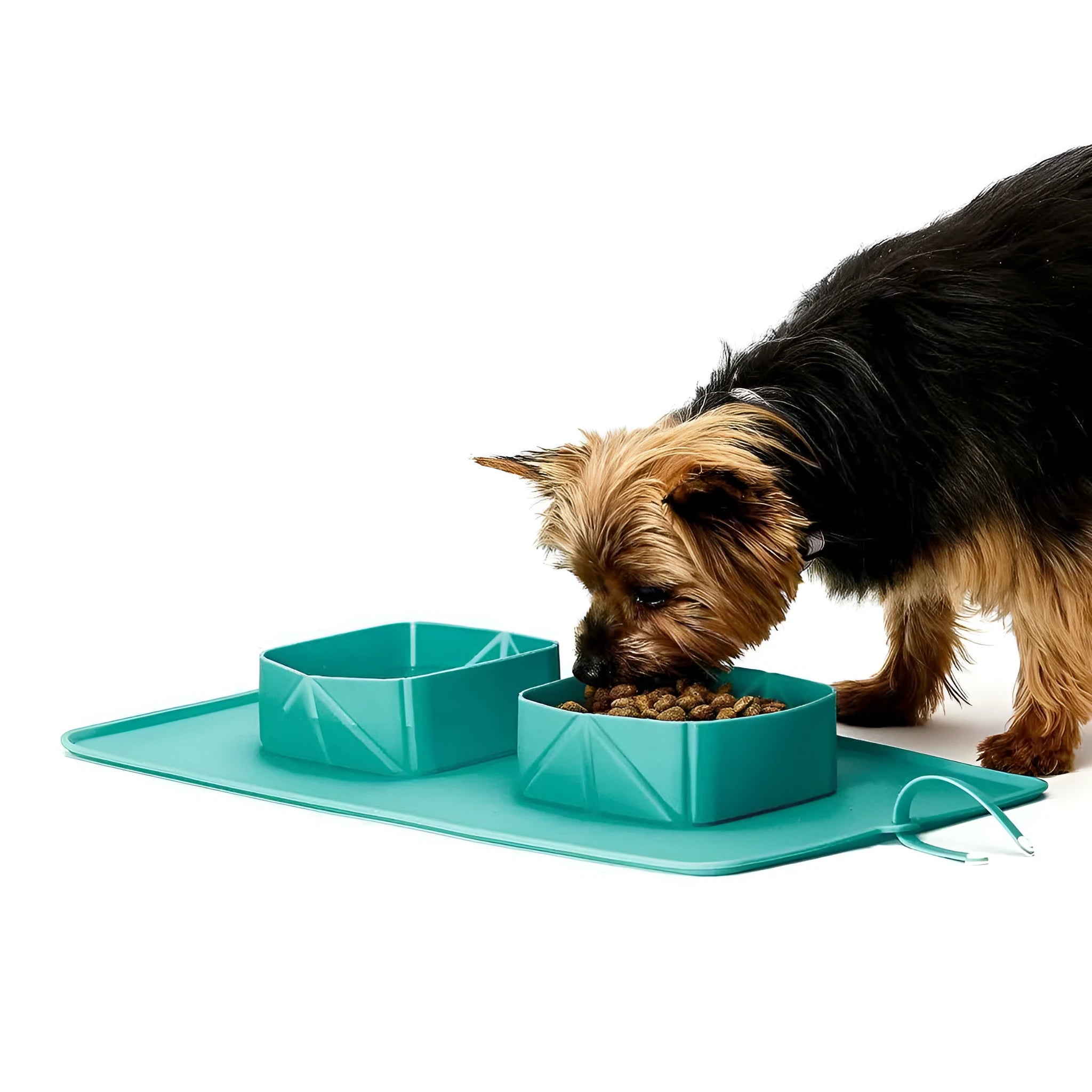 Silicone folding pet bowl non-slip collapsible travel dog cat bowl 390x235x50mm black blue grey