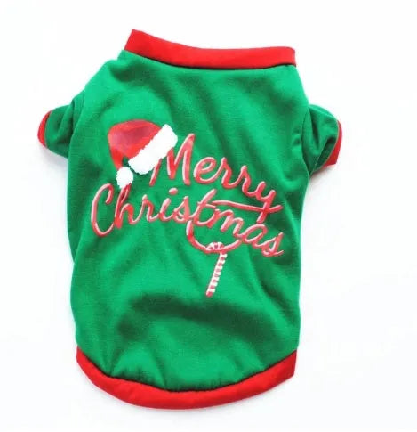 Dog Christmas costume cotton sweatshirt vest in festive style, available in sizes XS to L