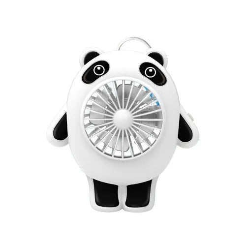 Plastic USB charging mute small fan with cute cartoon design and optional keychain