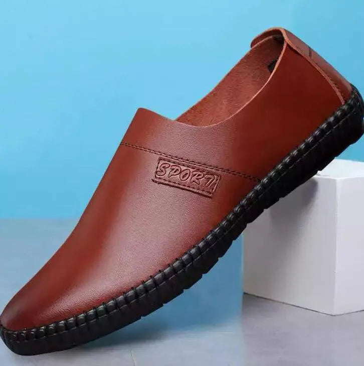New Strap Man Casual Shoes PU Upper Rubber Outsole Black Brown Solid Spring Autumn