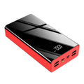 Black and red large 40000mAh power bank with LCD display screen showing battery percentage.
