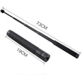 Black retractable aluminium selfie stick extended to its full 1-metre length with a universal phone mount attached.