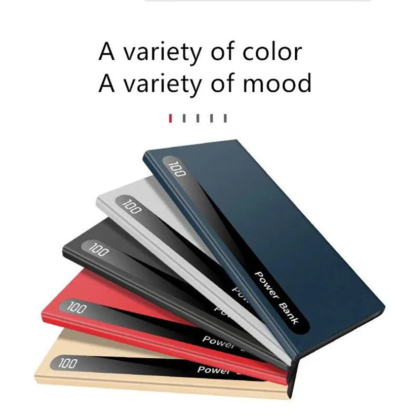 Ultra-thin 20000mAh digital display power bank in black with dual USB ports