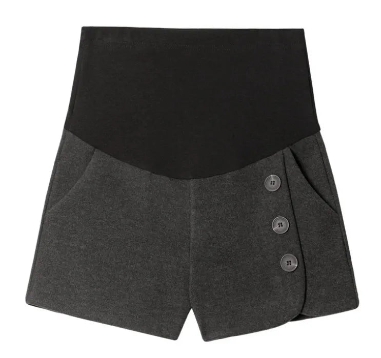 Wool stomach lift shorts in grey, cotton-blend high-waist tummy control shapewear for women, size M