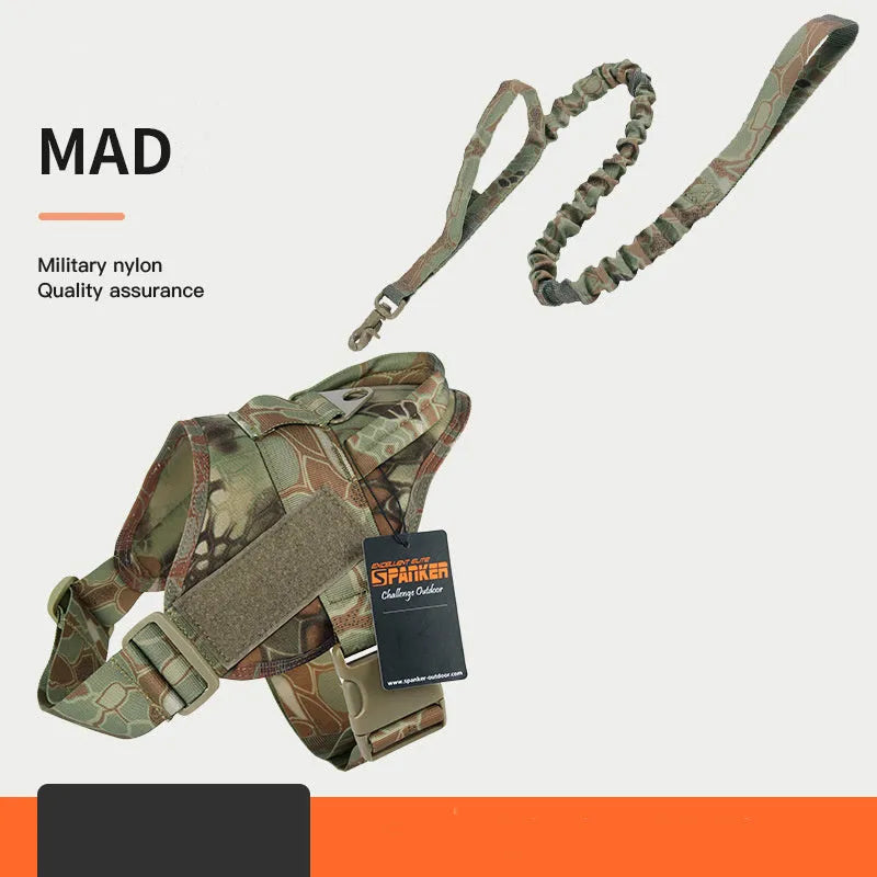 Large and medium dog harness in 1050D nylon with military webbing, UTX buckle, adjustable bust and neck, UK fit