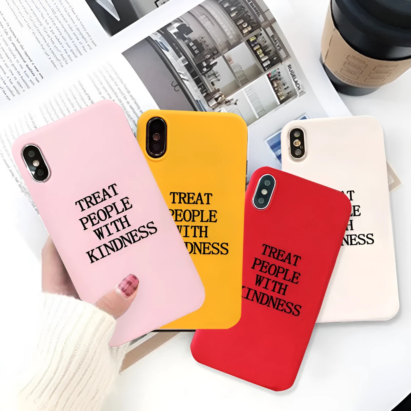 Printed colourful painted TPU back cover case for Apple iPhone on a table