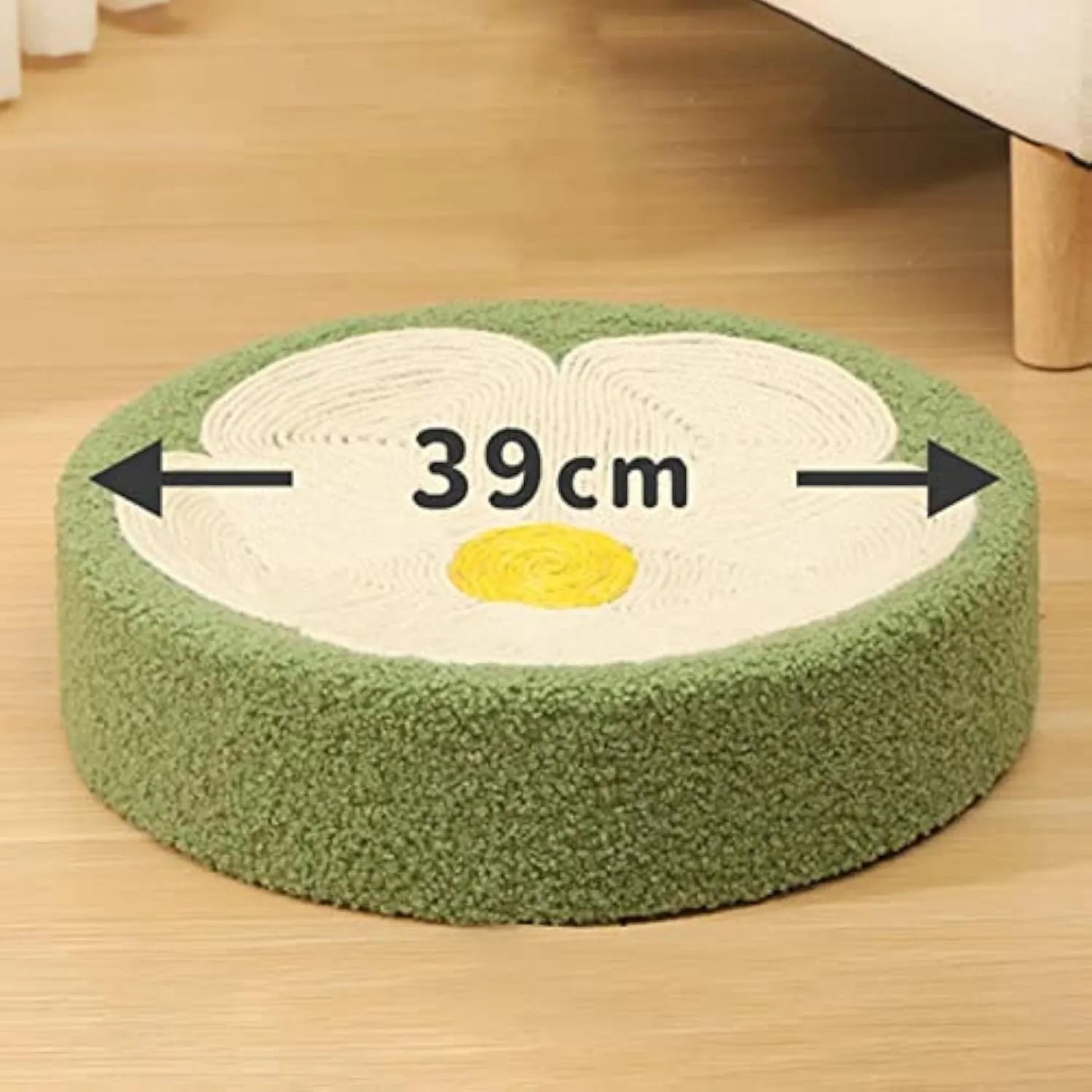 Green sisal round cat scratcher bowl lounge bed with deep sides for scratching and sleeping