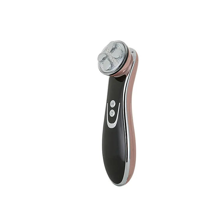 Gold Thermage colour light IPL beauty instrument with ABS body and medical stainless steel head on white background