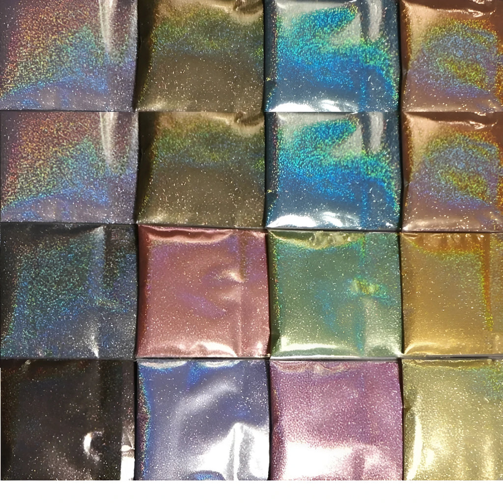 Set of 18 nail glitter powder pots in assorted colours for nail art