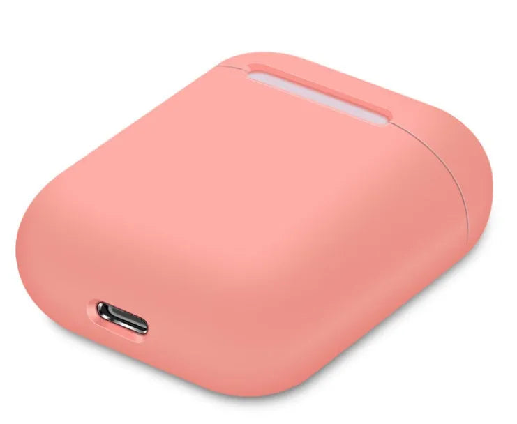Silicone protective cover for Apple AirPods charging case in a split style design, shown in a selection of colours.