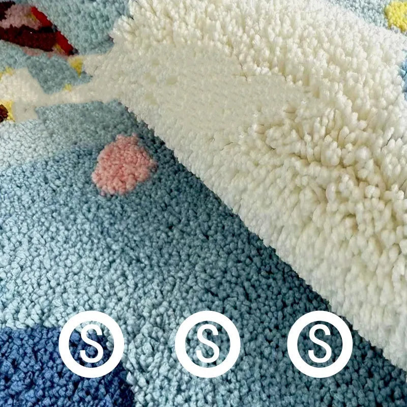 HAILANG round polyester carpet with cartoon blue snow mountain design for children's bedroom