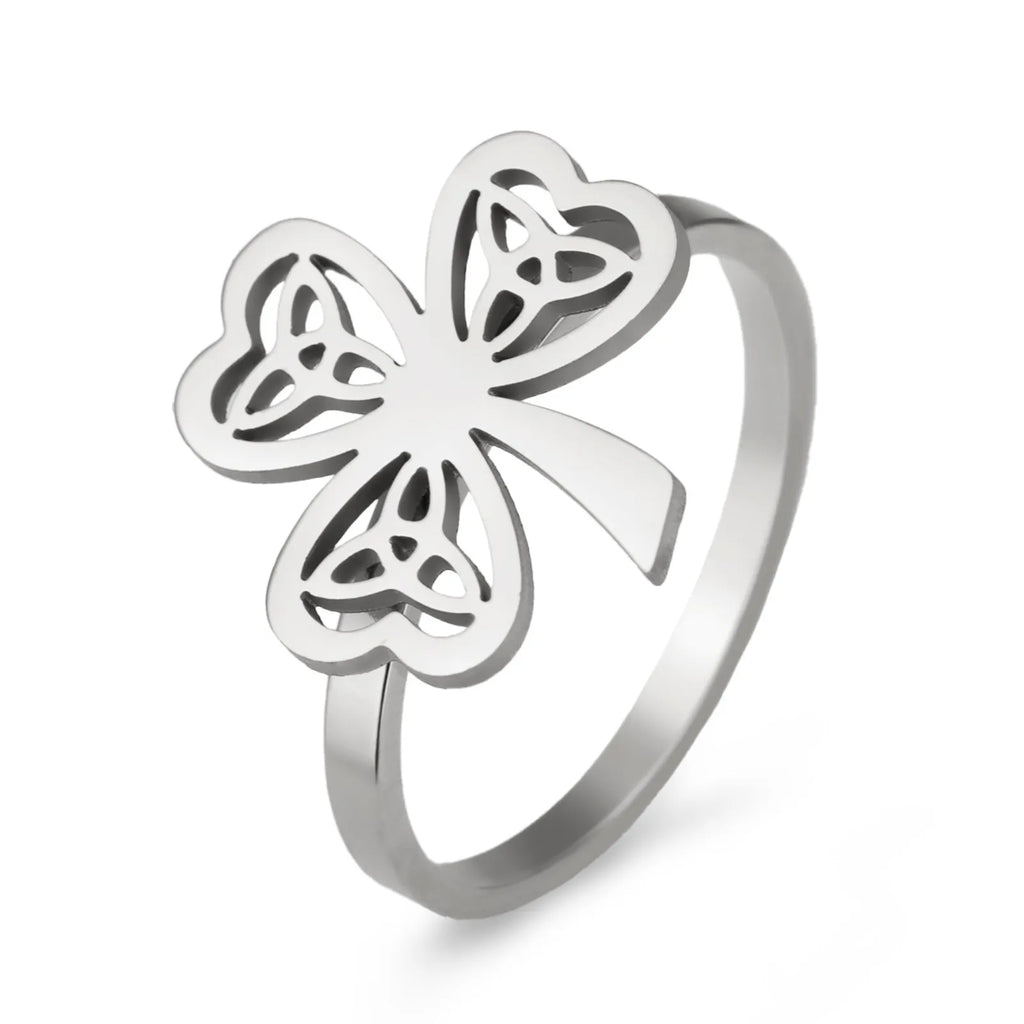 Stainless steel hollow ring in gold or steel colour with electroplated finish showing interior hollow construction