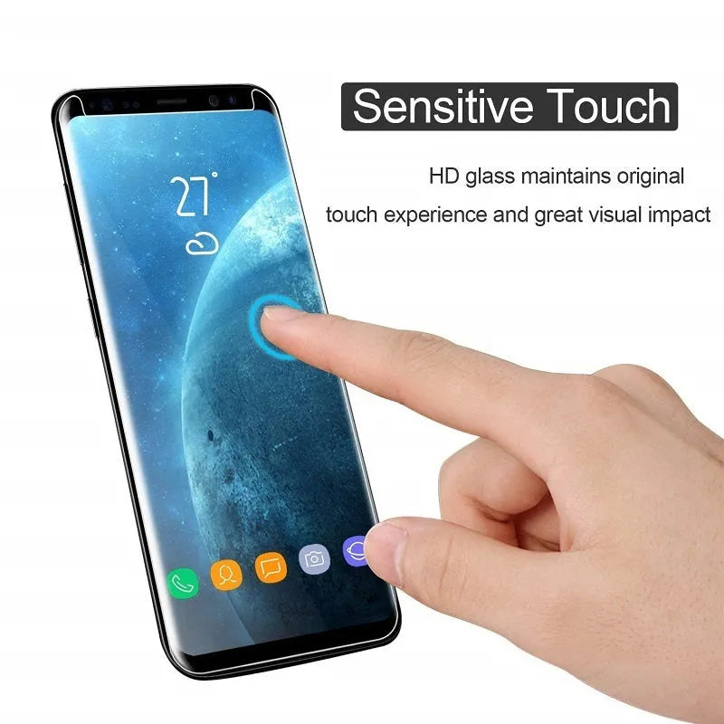 3DAllglue tempered glass screen protector for Samsung Galaxy S8 S9 Note smartphones with anti-fingerprint coating