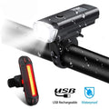 Black bicycle front light with 350 lumens and light sensor mode