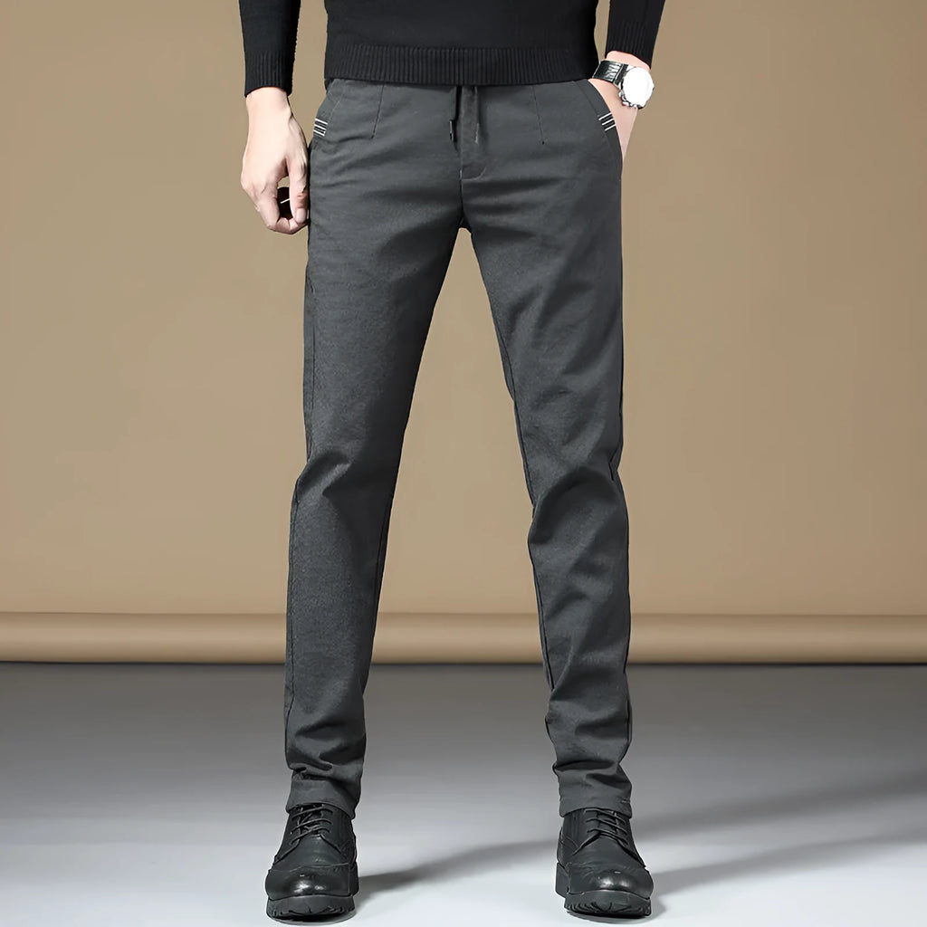 Men's cotton casual pants in Army Green, Black, Brown or Grey, Asian sizes 28 to 38