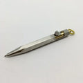 Six-sided stainless steel brass push pen with keychain attachment shown in assorted colours